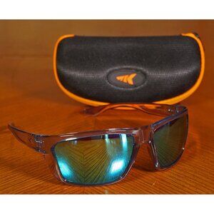 KastKing Huzzah Polarized Sunglasses Blue Mirror UV400 Sport Wrap W/ Case & Box